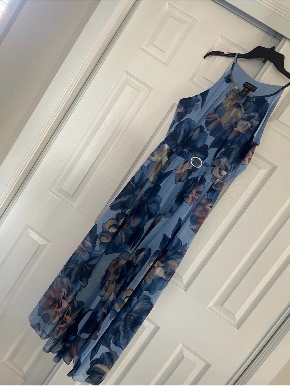 Alexa B Blue Floral Halter Maxi Dress
